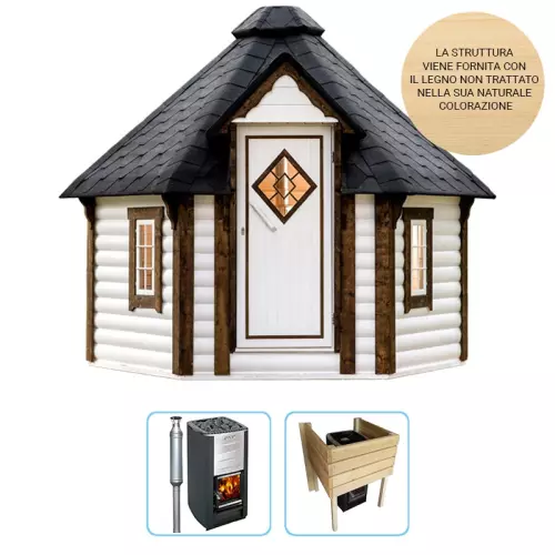 Sauna finlandese tradizionale da esterno LOKI 5-7 posti - CON STUFA A LEGNA