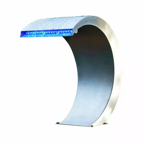 Cascata MAMBA mezzaluna per piscina : INOX 316L con LED blu - 30x32xh54 cm