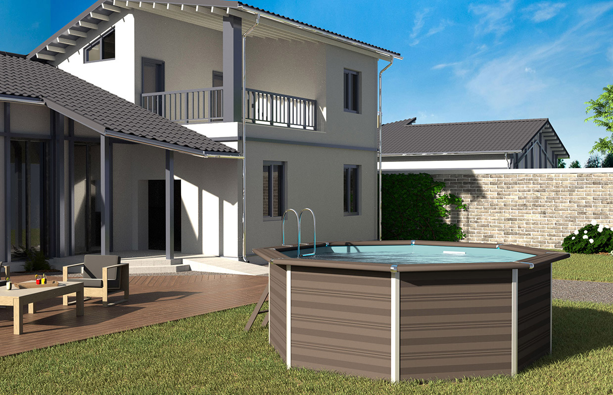 Piscina in legno composito WPC WOOD &Atilde;&tilde; 4,10 x h 1,24 m