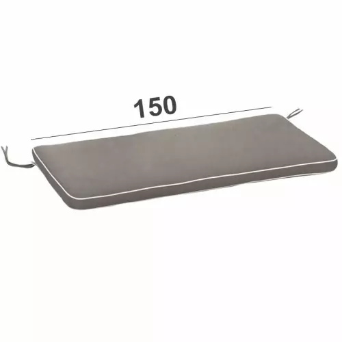 Cuscino per panca 3 posti 150 x 45 cm, colore TORTORA con bordino ecru
