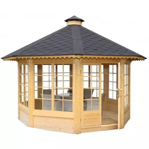 Casetta da giardino in legno FEBE Ø 3,43 m 