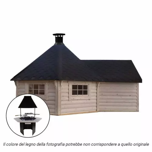 Casetta in legno ERIS da giardino 5,4 x 4,4 x h 3,3 m con BARBECUE LUXURY