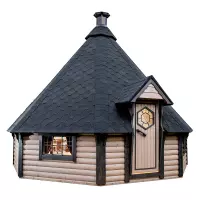 Casetta da giardino in legno IRIDE Ø 5,99 x h 4,68 m con barbecue