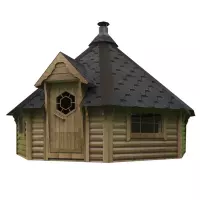 Casetta da giardino in legno MAIA Ø 5,01 x h 3.56 m con barbecue