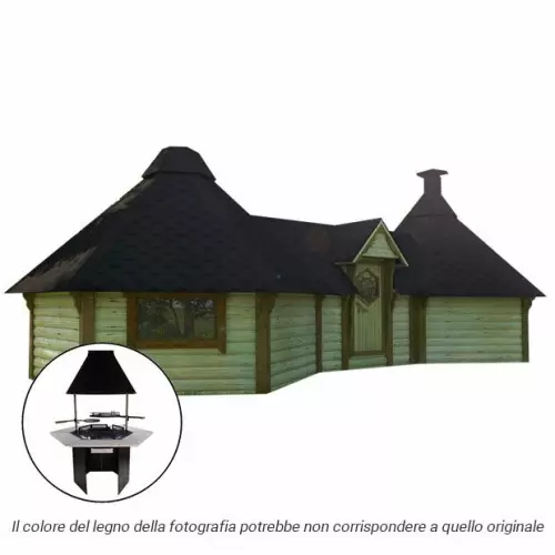 Casetta in legno CIBELE da esterno 9,3 x 4,4 x h 3,2 m con BARBECUE LUXURY