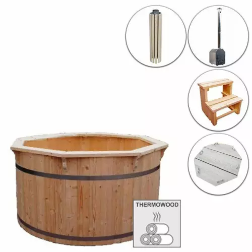 Tinozza in legno BERGEN Ø 1,9 m con stufa : Kit PRO legno Thermowood