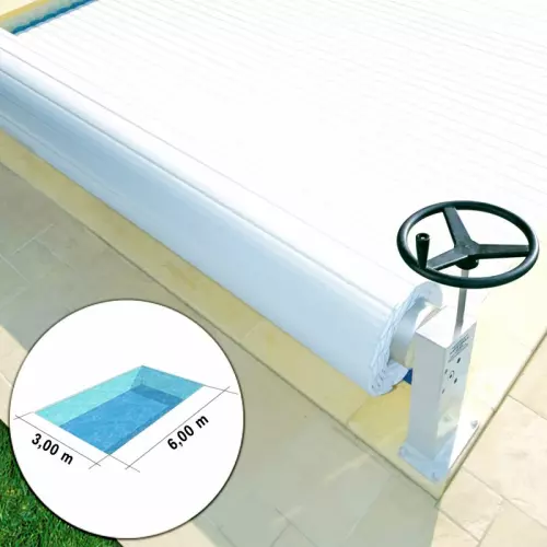 Copertura di sicurezza MANU a tapparella fuori acqua per piscina rettangolare 6 x 3 m