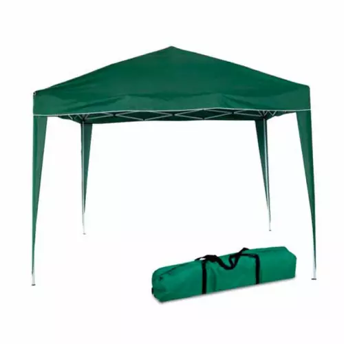 Gazebo da giardino POP-UP in acciaio 3 x 3 m, con sacca di trasporto : Telo VERDE, struttura BIANCA