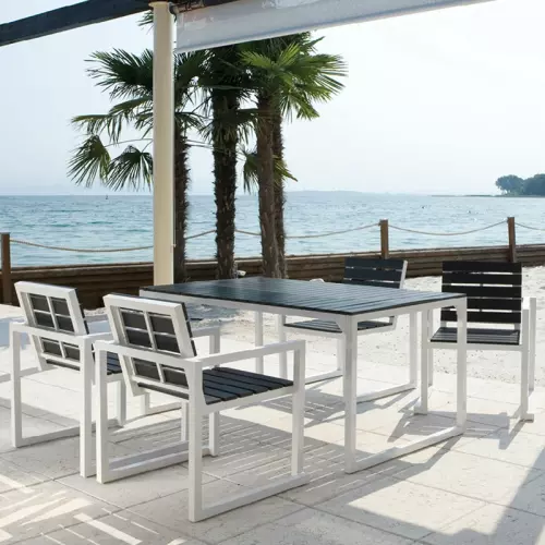 Set da giardino con tavolo e sedie QUICK in alluminio e WPC, 4 posti