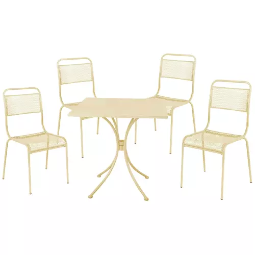 Set bistrot da giardino in acciaio OCEAN CREAM, 4 posti