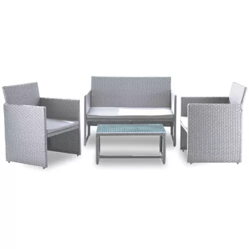 Salotto da giardino in polyrattan VALENCIA WHITE, con cuscini