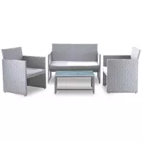 Salotto da giardino in polyrattan VALENCIA WHITE, con cuscini