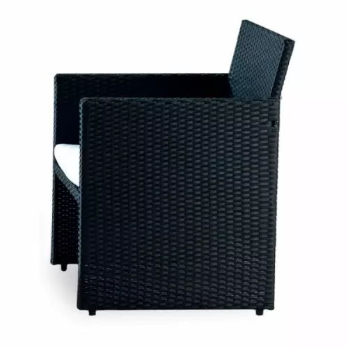 Salotto da giardino in polyrattan VALENCIA BLACK, con cuscini