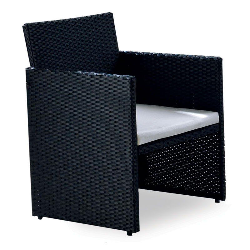 Salotto da giardino in polyrattan VALENCIA BLACK, con cuscini