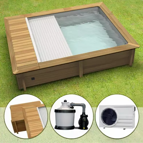 Piscina in legno NaturalWood URBAN - 4,20 x 3,50 x h.1,33 m - Kit PLUS