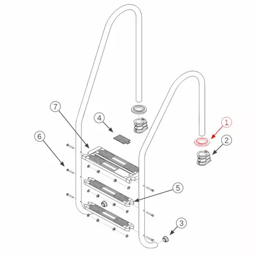 1a - Flangia inox 316 Ø 43 mm di ricambio per scaletta piscina (kit 2 pezzi)