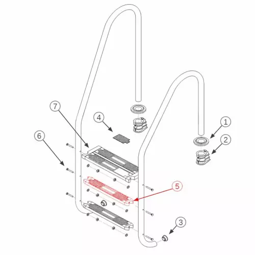 5b - Scalino antiscivolo inox 316 di ricambio per scaletta piscina