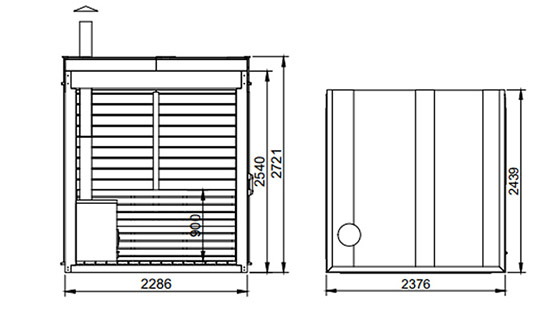 Dimensioni sauna ARES Dimensioni sauna ARES