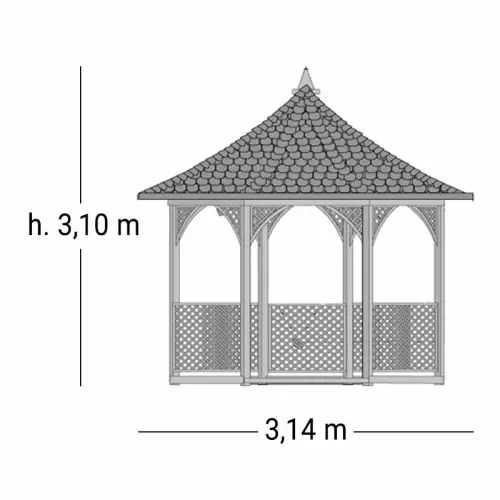 Gazebo in legno Vivaldi  GRANDE 3,14 x 2,72 x h 3,10 m