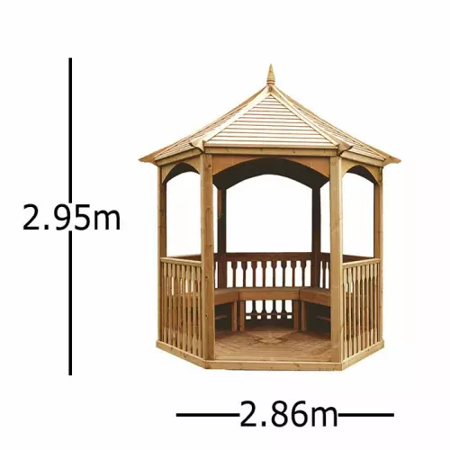 Gazebo in legno Brompton MEDIO 2,86 x 2,48 x h 2,95 m - Tetto in legno