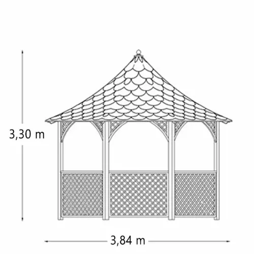 Gazebo in legno Chopin GRANDE 3,84 x 4,15 x h 3,30 m