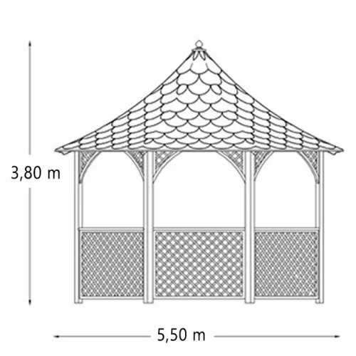 Gazebo in legno Chopin MAXI 5,50 x 5,94 x h 3,80 m
