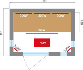 Dimensioni sauna a infrarossi, disegno tecnico
