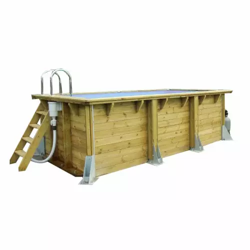 Piscina in legno rettangolare NorthWood FIT - 4,50 x 2,50 x h.1,40 m, con pompa di calore e nuoto contro corrente : Liner GREY