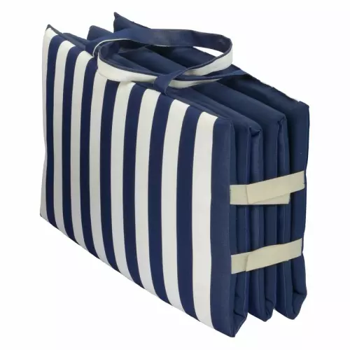 Materassino prendisole pieghevole con maniglie, idrorepellente : ONDABLU (righe bianche/blu)