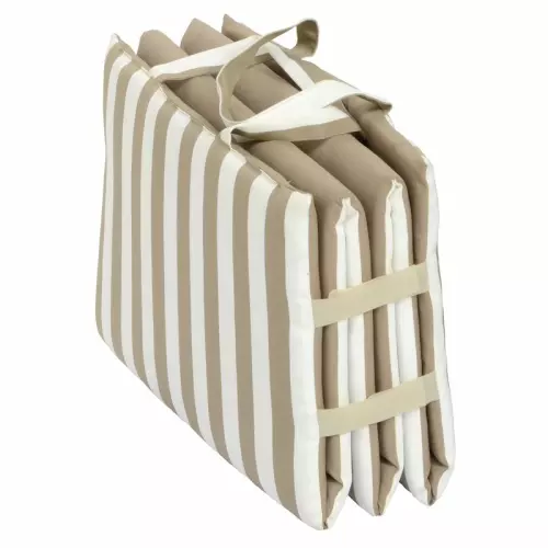 Materassino prendisole pieghevole con maniglie, idrorepellente : DUNE (righe bianche/sabbia)