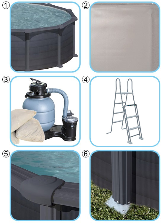 Materiale incluso Piscina Fuori Terra Rotonda Gre KEA 350 - &Atilde;&tilde; 3,50 h.1,20 m