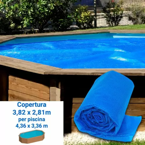 Copertura Isotermica a bolle 3,82 x 2,81 m per piscine in legno Gre 4,36 x 3,36 m