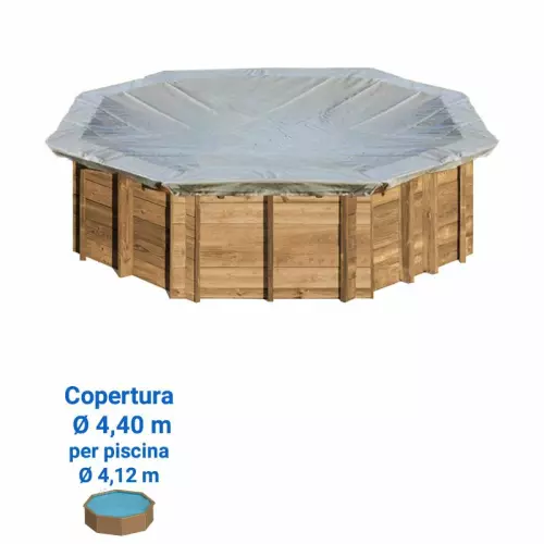 Copertura Invernale in PVC 580 gr/m² per piscine in legno Gre : Copertura invernale Ø 4,40 m per piscina ottagonale in legno Gre di Ø 4,12 m