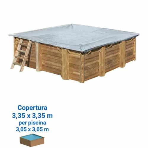 Copertura invernale 3,35 x 3,35 m per piscina quadrata in legno Gre di 3,05 x 3,05 m