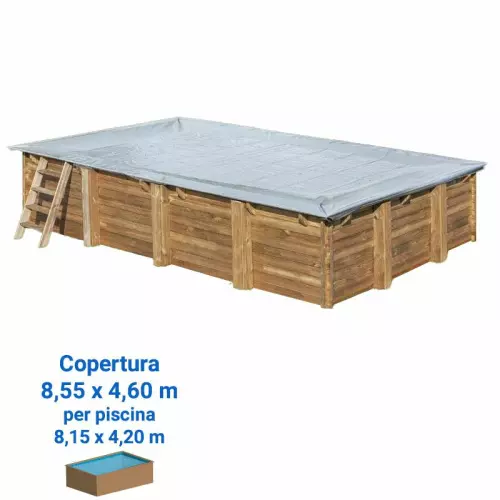 Copertura invernale 8,55 x 4,60 m per piscina rettangolare in legno Gre di 8,15 x 4,20 m