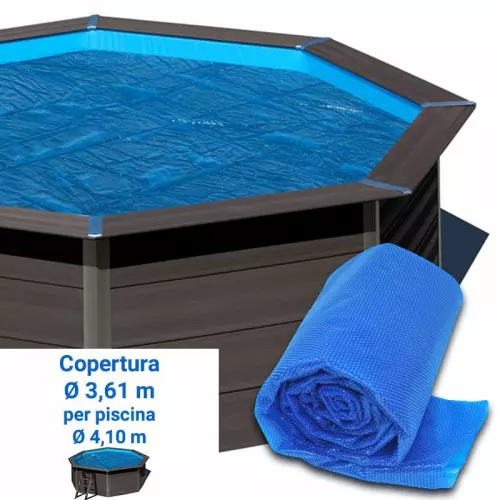 Copertura isotermica a bolle Ø 3,61 m per piscine in legno composito ottagonale WPC WOOD di Ø 4,10 m