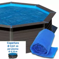 Copertura isotermica a bolle Ø 3,61 m per piscine in legno composito ottagonale WPC WOOD di Ø 4,10 m