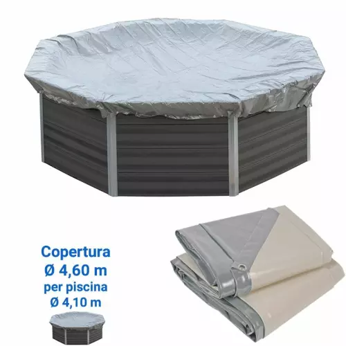 Copertura invernale Ø 4,60 m per piscina in legno composito ottagonale WPC WOOD di Ø 4,10 m