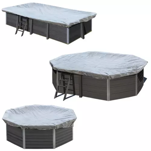 Copertura Invernale in PVC 580 gr/m² per piscine Gre in legno composito WPC WOOD