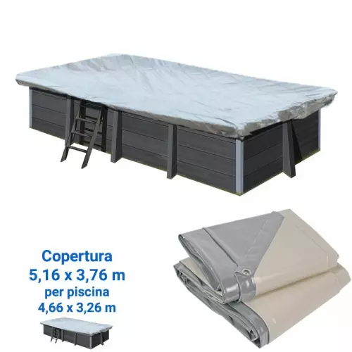 Copertura invernale 5,16 x 3,76 m per piscina in legno composito rettangolare WPC WOOD di 4,66 x 3,26 m