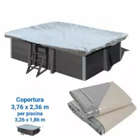 Copertura invernale 3,76 x 2,36 m per piscina in legno composito rettangolare WPC WOOD di 3,26 x 1,86 m