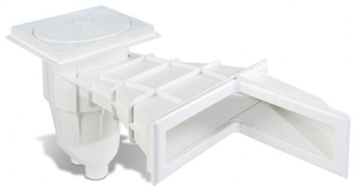 Skimmer sfioratore ad angolo in ABS per piscine in pannelli e cemento rivestite in PVC