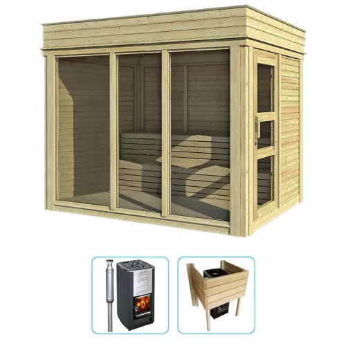 Sauna finlandese tradizionale da esterno ARES 2-5 posti - KIT STANDARD CON STUFA A LEGNA