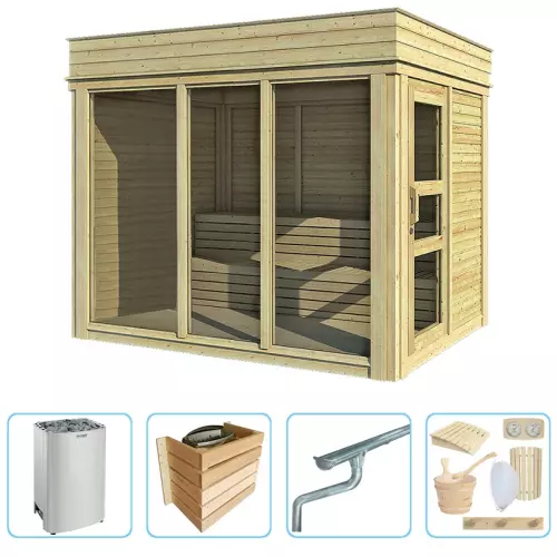 Sauna finlandese tradizionale da esterno ARES 2-5 posti - KIT PRO CON RISCALDATORE ELETTRICO