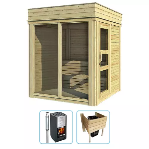 Sauna finlandese tradizionale da esterno ARES 2-4 posti - KIT STANDARD CON STUFA A LEGNA