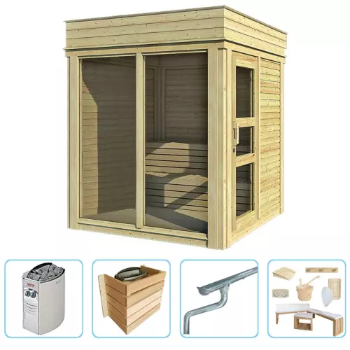 Sauna finlandese tradizionale da esterno ARES 2-4 posti - KIT PRO CON RISCALDATORE ELETTRICO