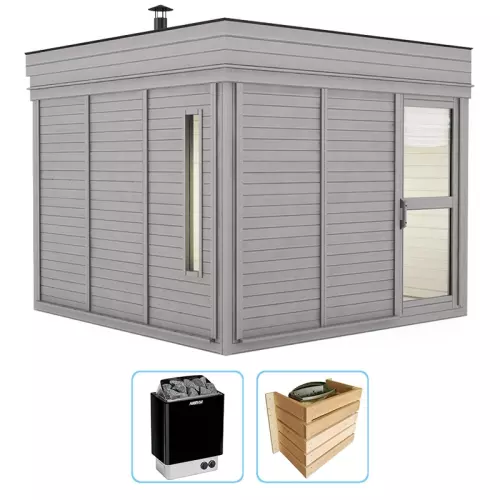 Sauna finlandese tradizionale da esterno ARES Small 5-6 posti - KIT STANDARD CON RISCALDATORE ELETTRICO