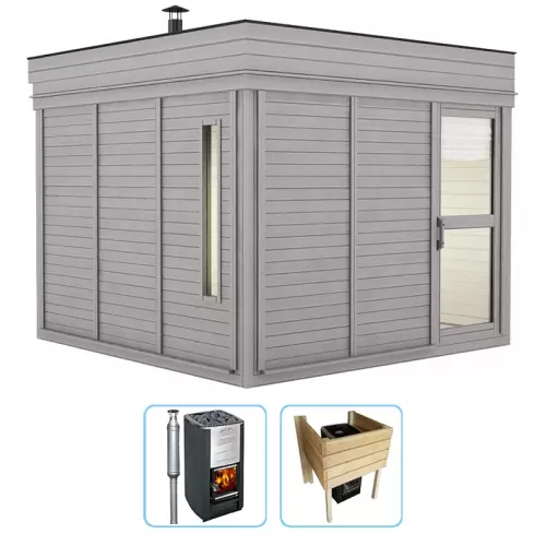 Sauna finlandese tradizionale da esterno ARES Small 5-6 posti - KIT STANDARD CON STUFA A LEGNA