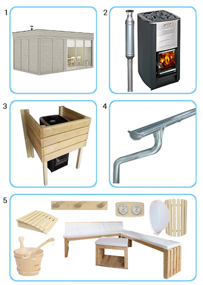 Sauna finlandese da esterno ARES5S KIT PRO CON STUFA A LEGNA