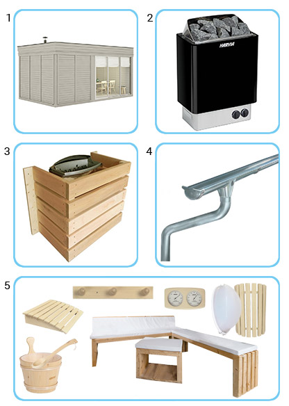 Sauna finlandese da esterno ARES5S KIT PRO CON RISCALDATORE ELETTRICO